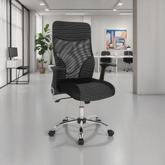 Black Mesh Striped High Back Office Chair