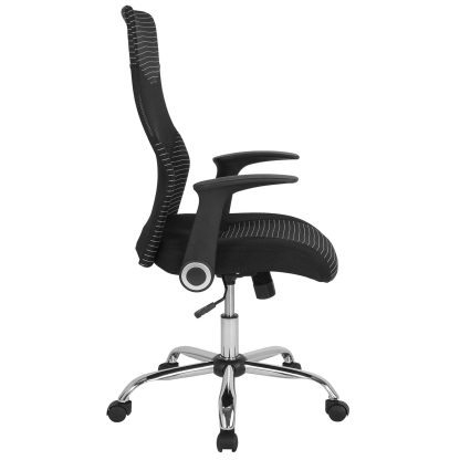 Black Mesh Striped High Back Office Chair - Image 4