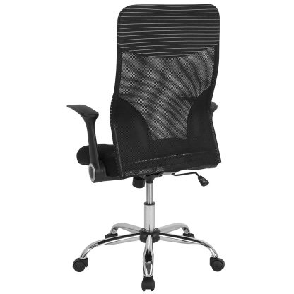 Black Mesh Striped High Back Office Chair - Image 5