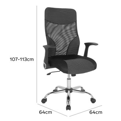 Black Mesh Striped High Back Office Chair - Image 6