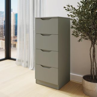Luno 4 Drawer Tallboy Chest Of Drawers - Ash Green