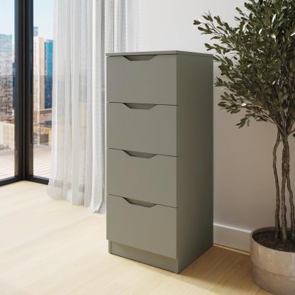 Luno 4 Drawer Tallboy Chest Of Drawers - Ash Green