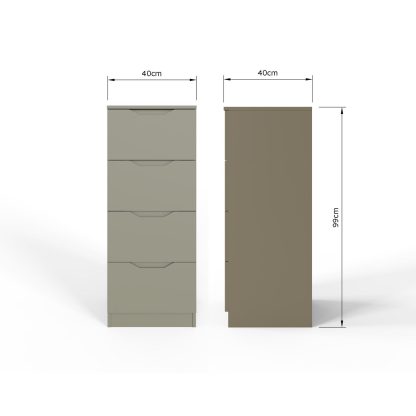 Luno 4 Drawer Tallboy Chest Of Drawers - Ash Green - Image 7