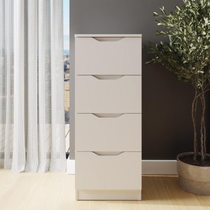 Luno 4 Drawer Tallboy Chest Of Drawers - White - Image 2
