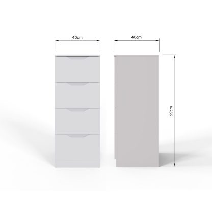 Luno 4 Drawer Tallboy Chest Of Drawers - White - Image 7
