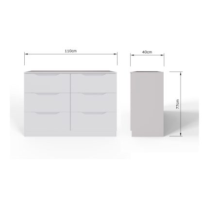 Luno 6 Drawer Chest Of Drawers - White - Image 7