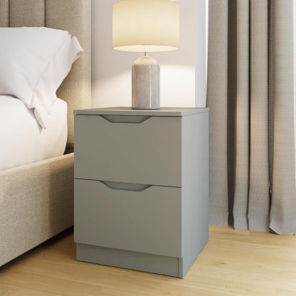 Luno 2 Drawer Bedside Table / Nightstand - Ash Green