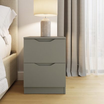 Luno 2 Drawer Bedside Table / Nightstand - Ash Green - Image 2