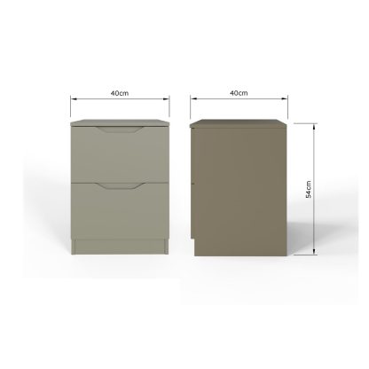 Luno 2 Drawer Bedside Table / Nightstand - Ash Green - Image 7