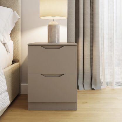 Luno 2 Drawer Bedside Table / Nightstand - Putty - Image 2