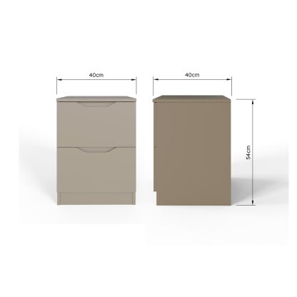 Luno 2 Drawer Bedside Table / Nightstand - Putty - Image 7