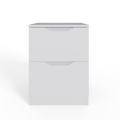 Luno 2 Drawer Bedside Table / Nightstand - White - Image 3
