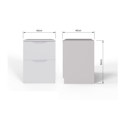 Luno 2 Drawer Bedside Table / Nightstand - White - Image 7