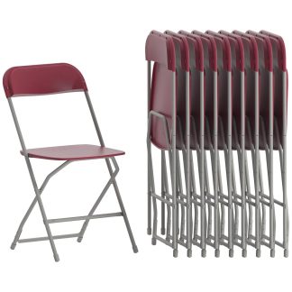 10 Pack Red Folding Chairs - Steel Frame, Indoor & Outdoor Use