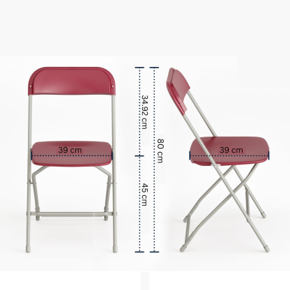 10 Pack Red Folding Chairs - Steel Frame, Indoor & Outdoor Use - Image 9