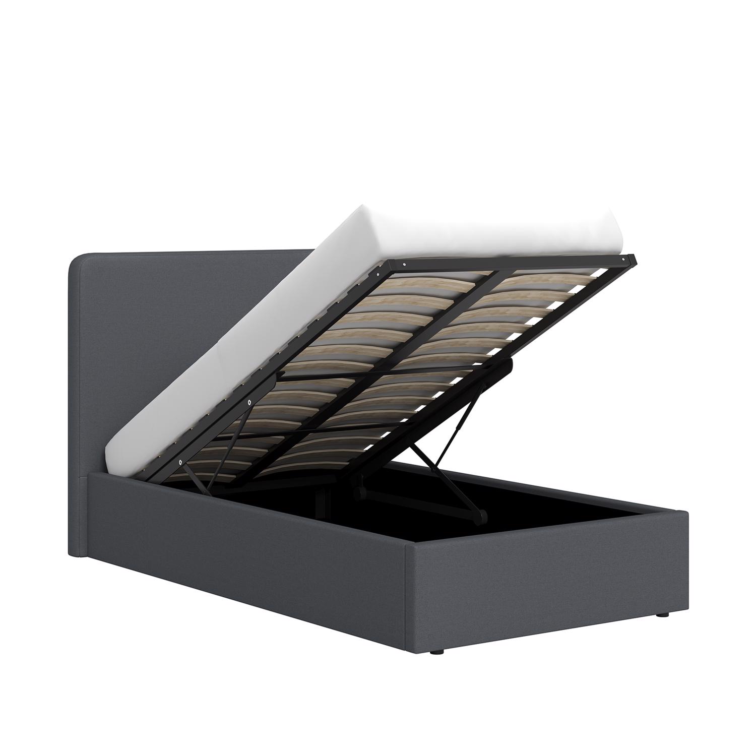 Grey Fabric Single Ottoman Storage Bedframe - Image 3