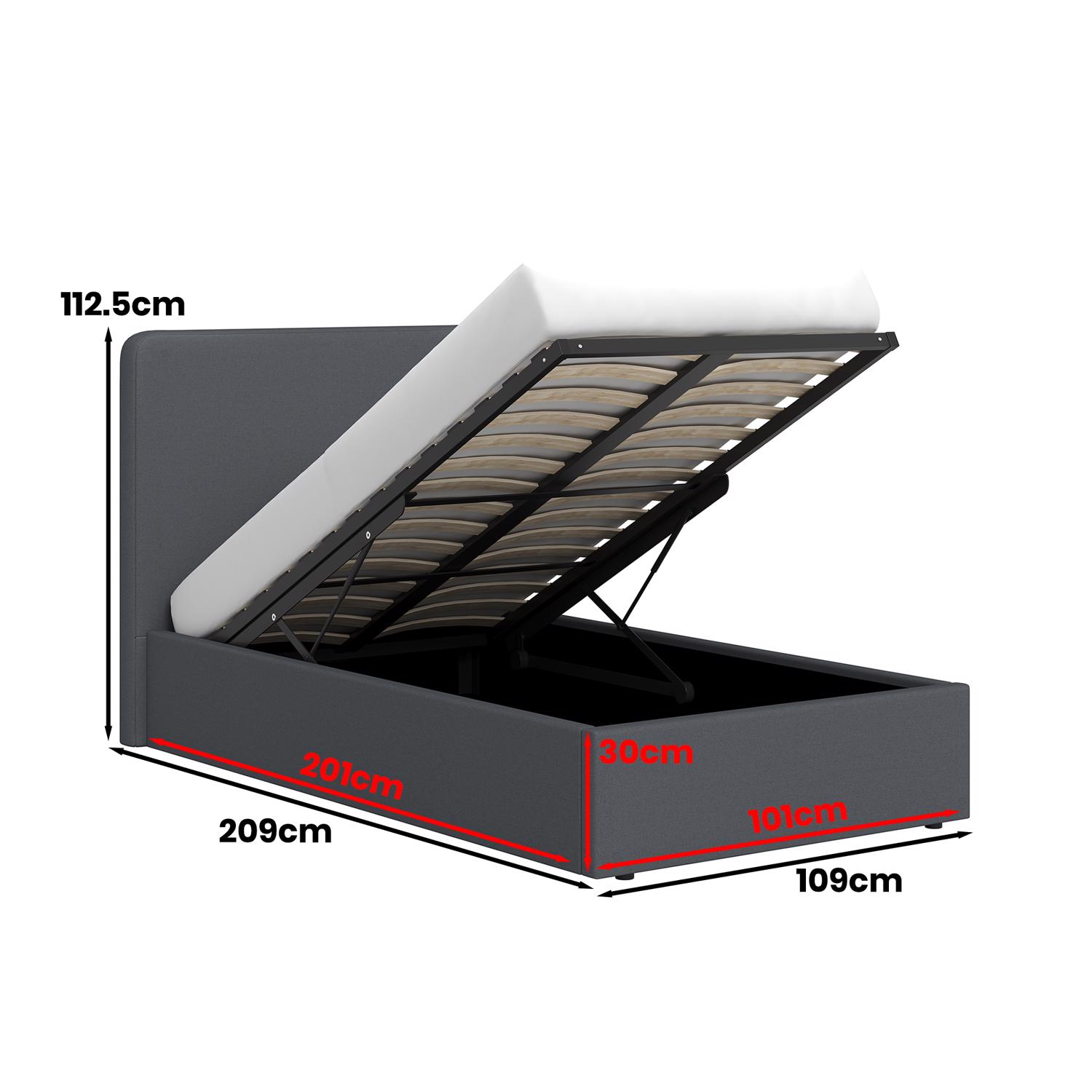 Grey Fabric Single Ottoman Storage Bedframe - Image 6