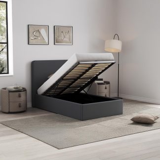 Grey Fabric Single Ottoman Storage Bedframe