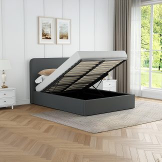 Grey Fabric Double Ottoman Storage Bedframe