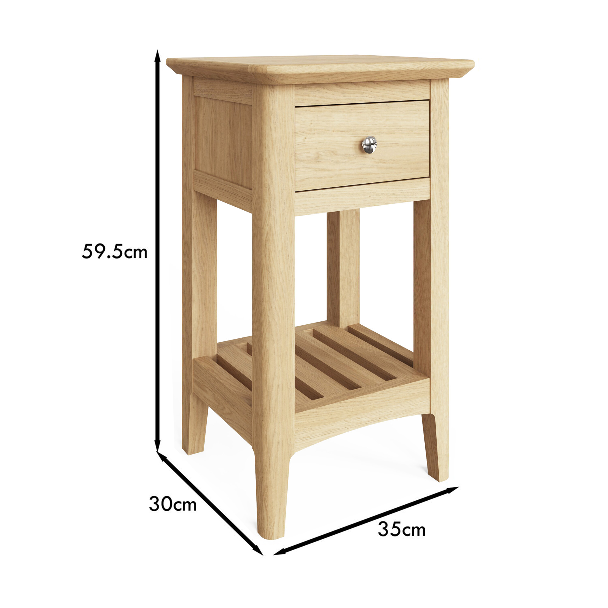 Newark Ash 1 Drawer Slim Bedside - Image 8