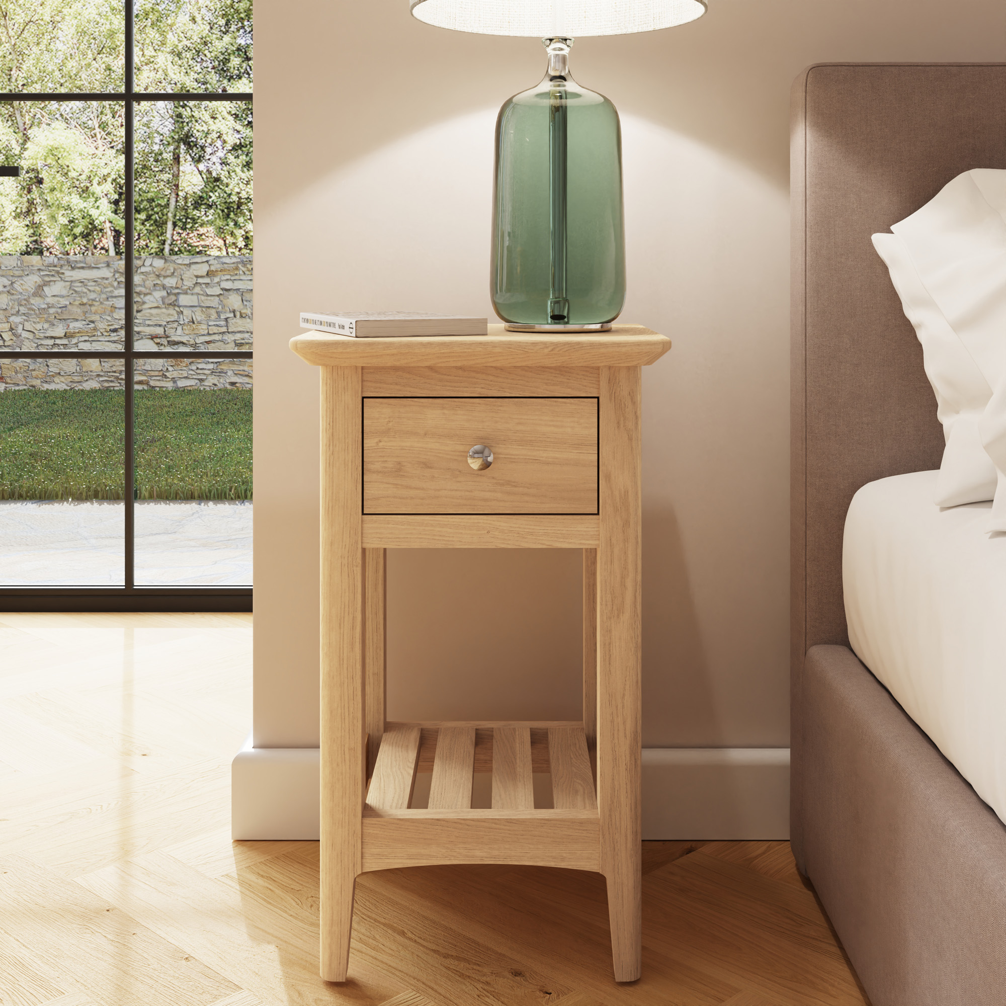 Newark Ash 1 Drawer Slim Bedside - Image 2