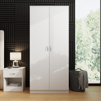 Promo 2 Door Double Wardrobe - White - Image 2