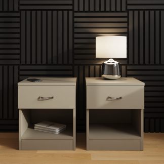 Set Of 2 Promo 1 Drawer Nightstands With Shelf - Putty