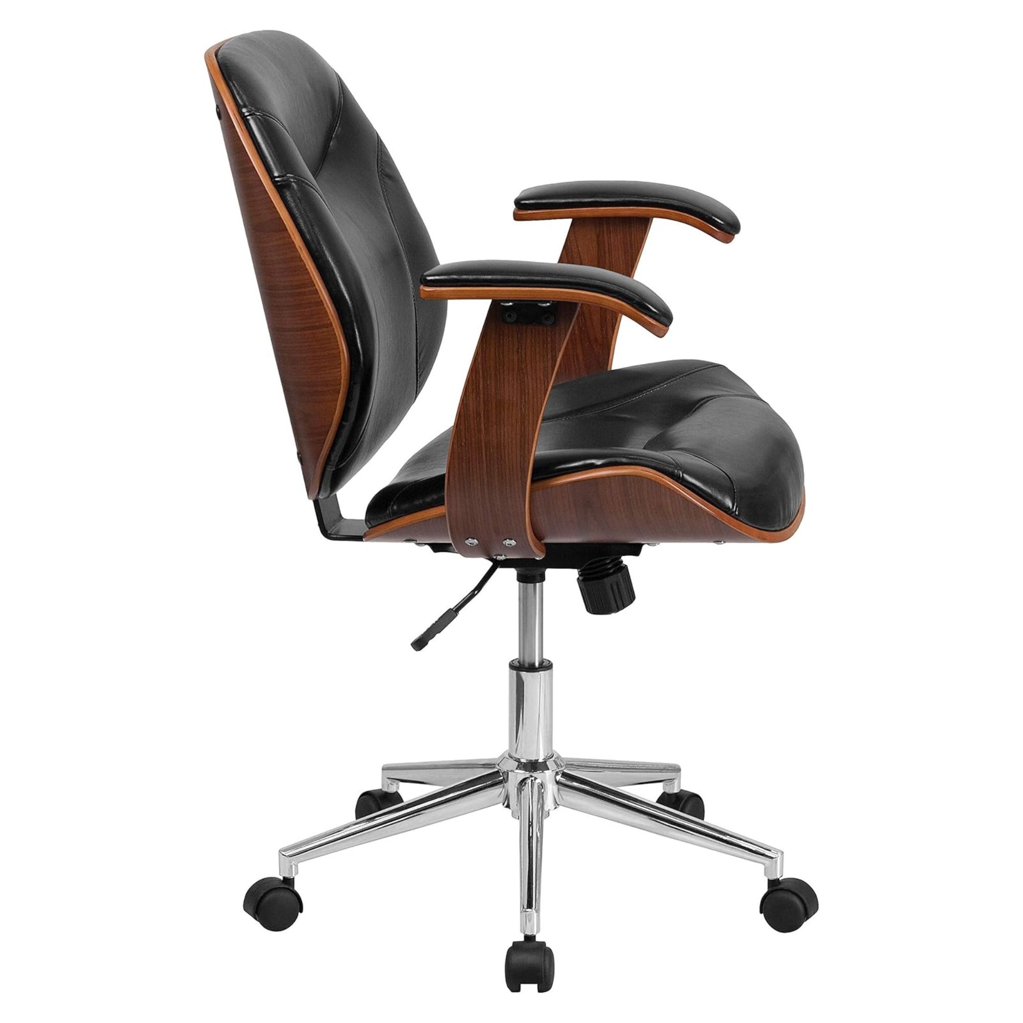 Black and Walnut Designer Office Chair with Arms - Image 2