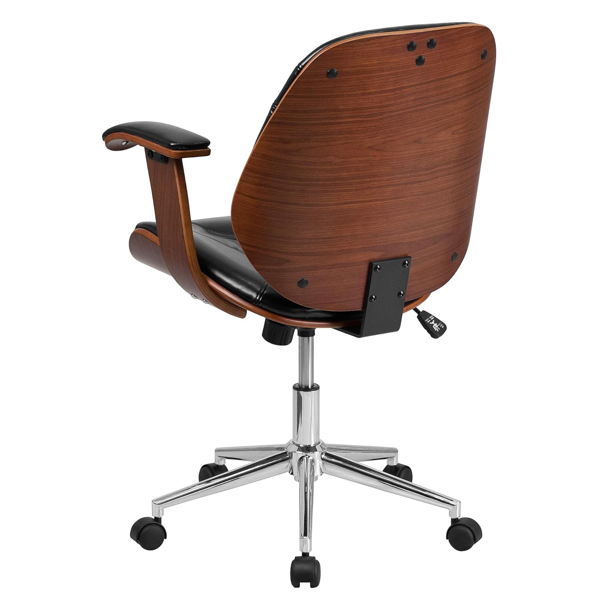 Black and Walnut Designer Office Chair with Arms - Image 3