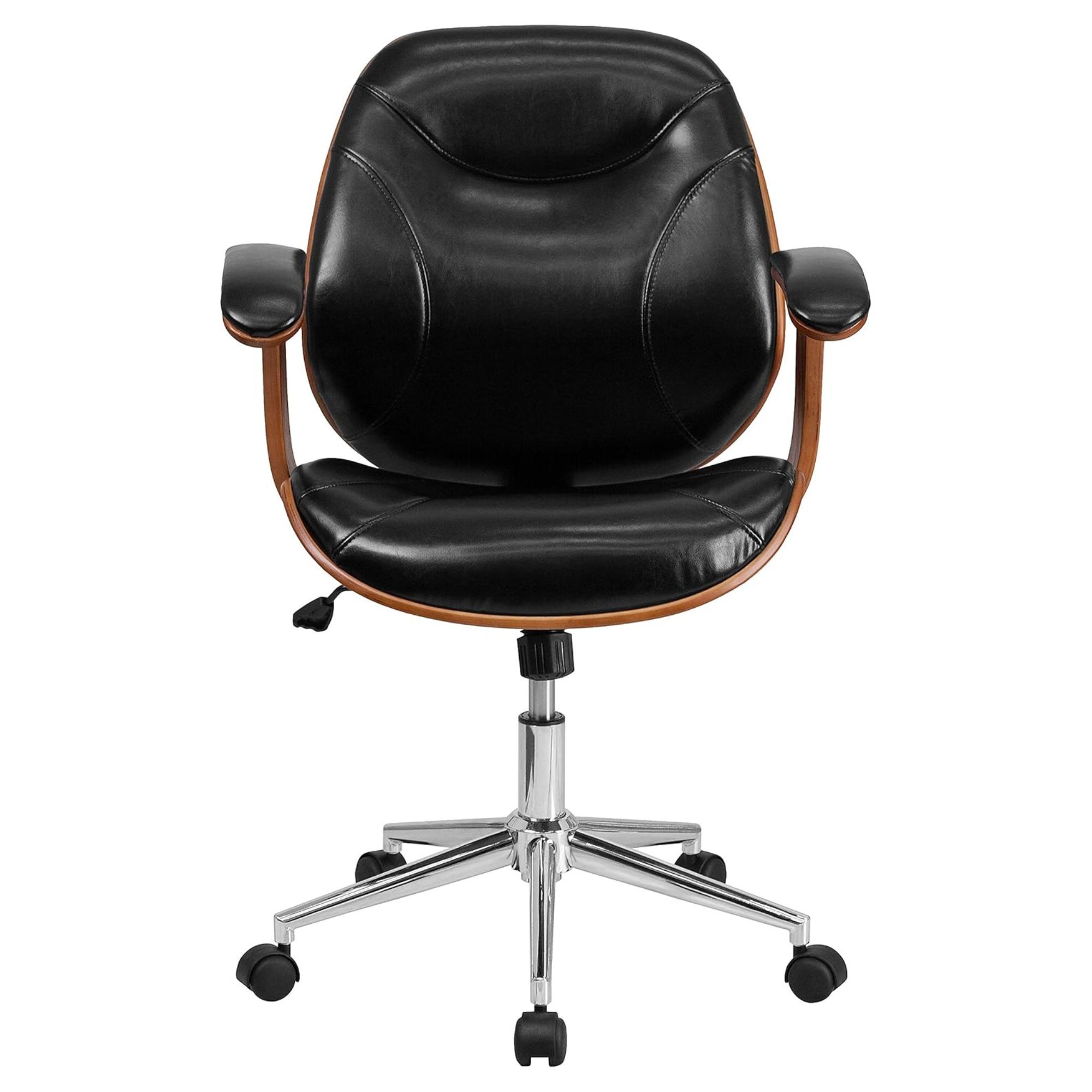 Black and Walnut Designer Office Chair with Arms - Image 4