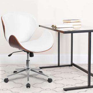 White and Walnut Designer Office Chair