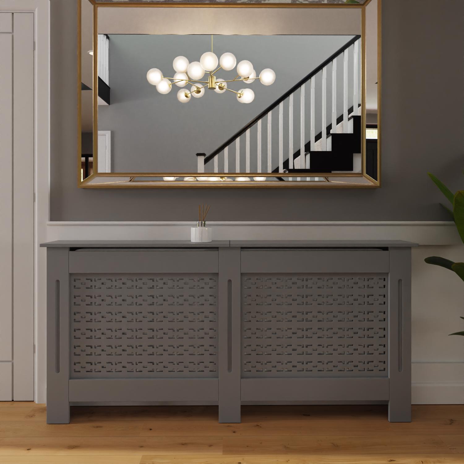 FWStyle Geometric Pattern Extra Large Grey Radiator Cover - Image 2