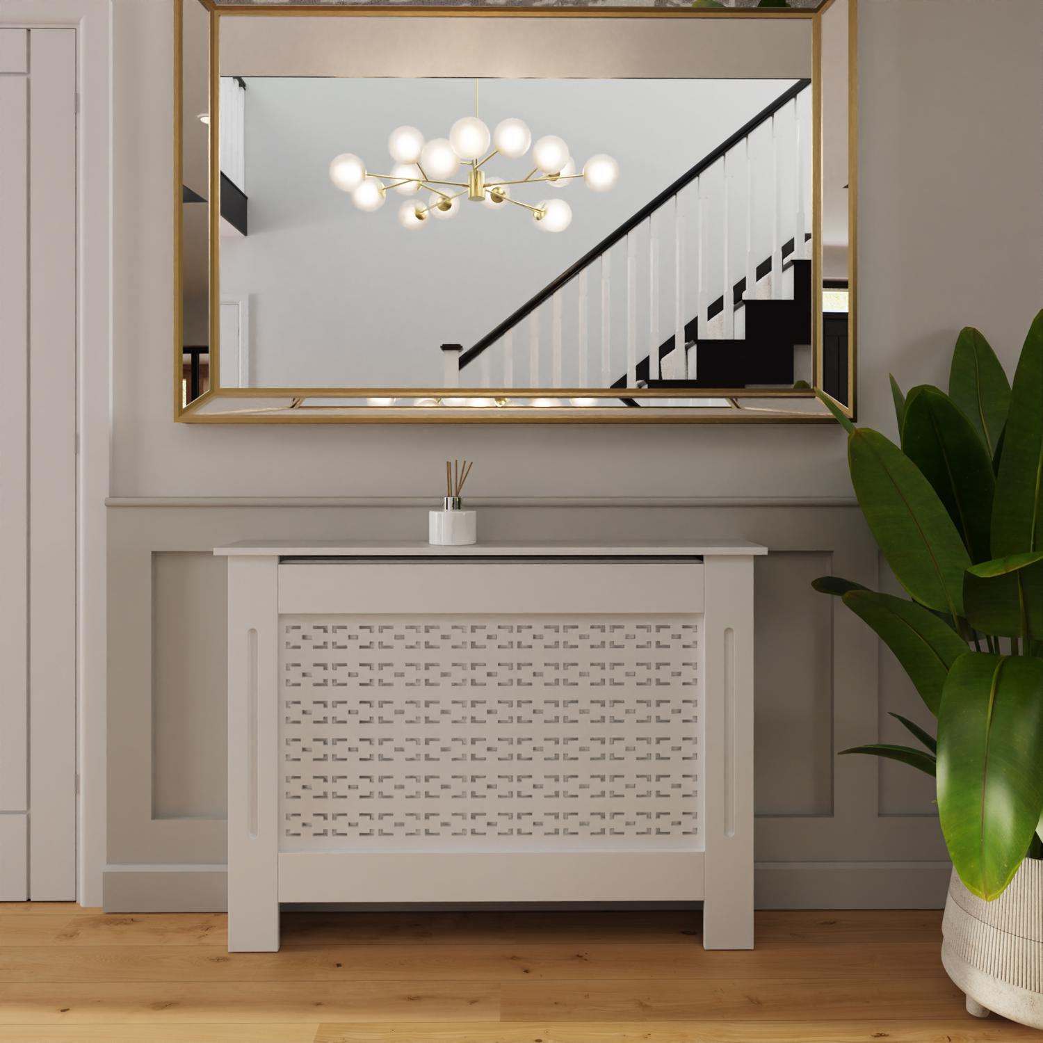 FWStyle Geometric Pattern Medium White Radiator Cover - Image 2