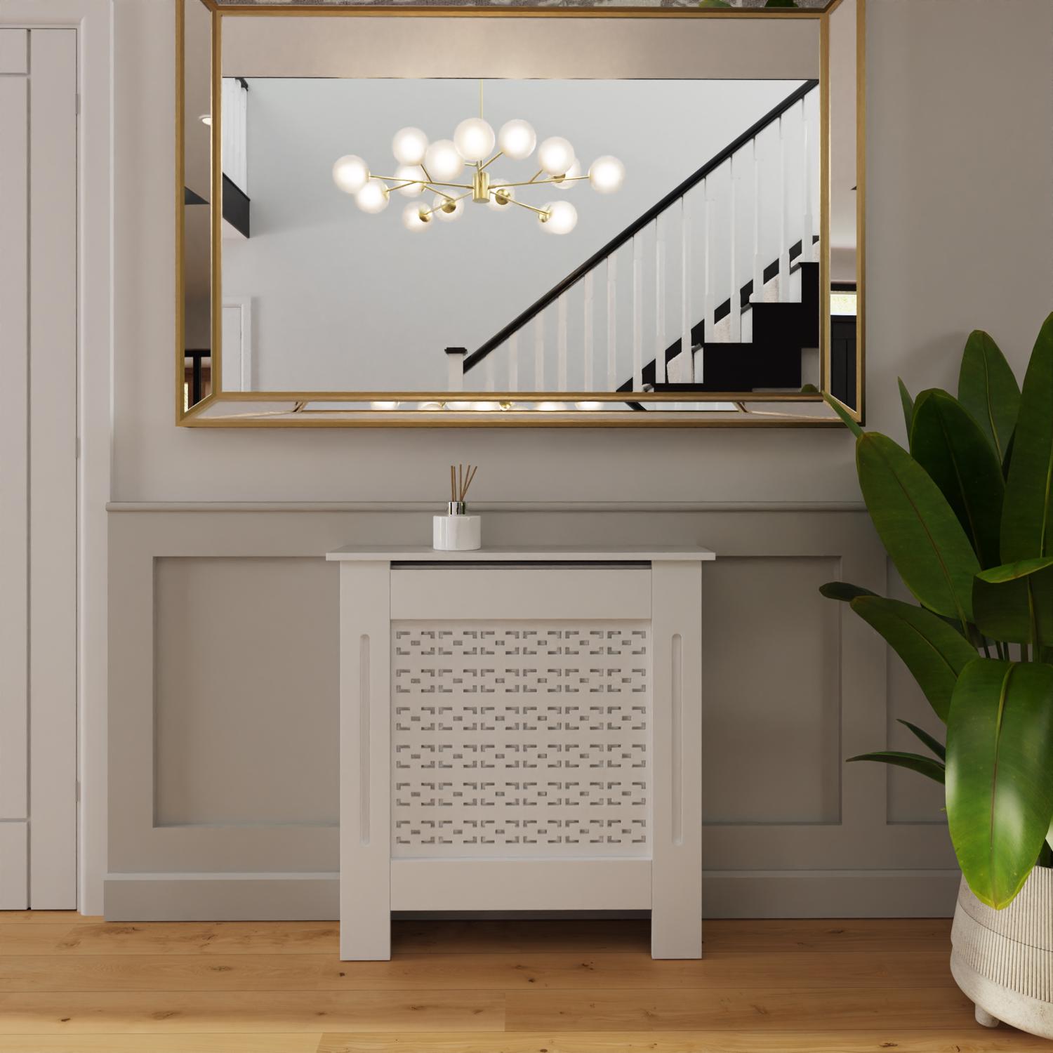 FWStyle Geometric Pattern Small White Radiator Cover - Image 2