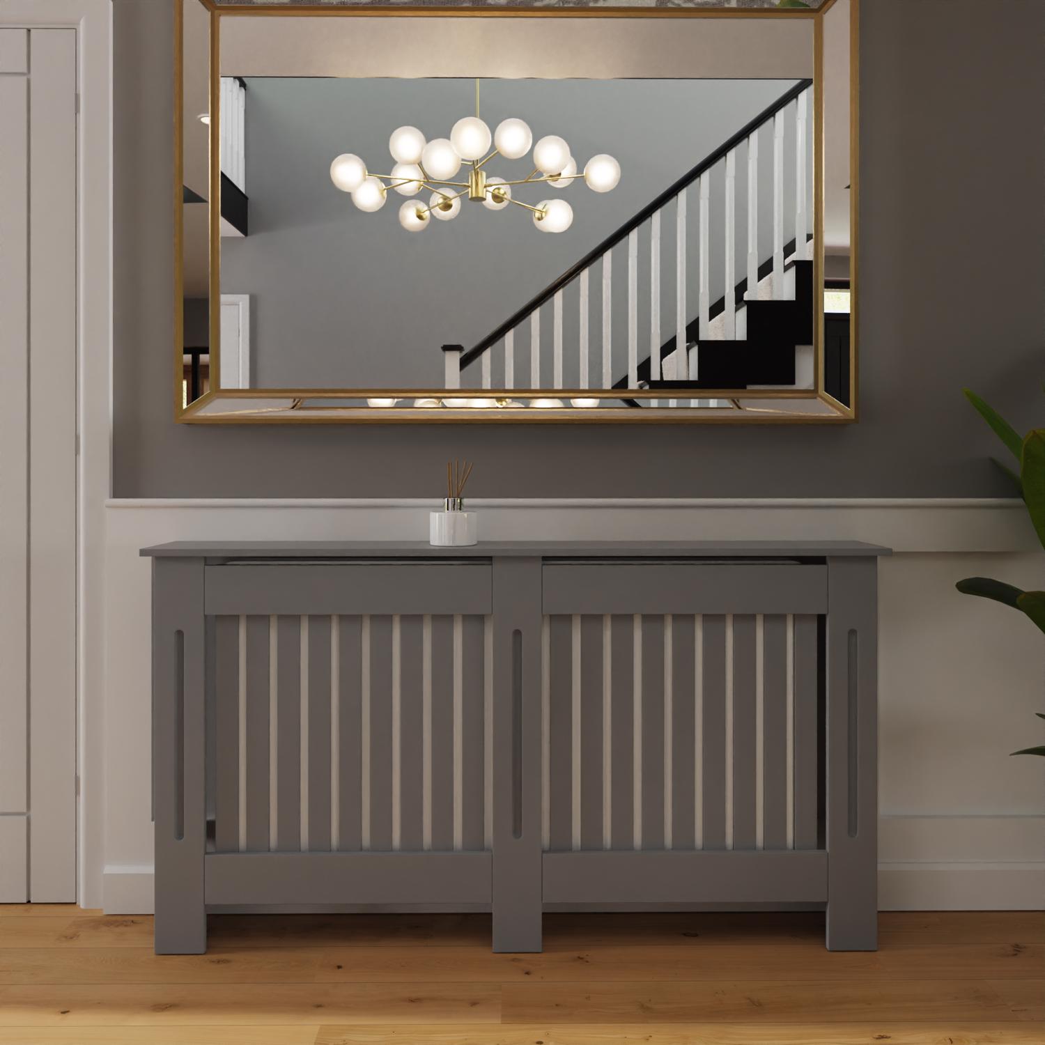 FWStyle Vertical Slat Large MDF Grey Radiator Cover - Image 2
