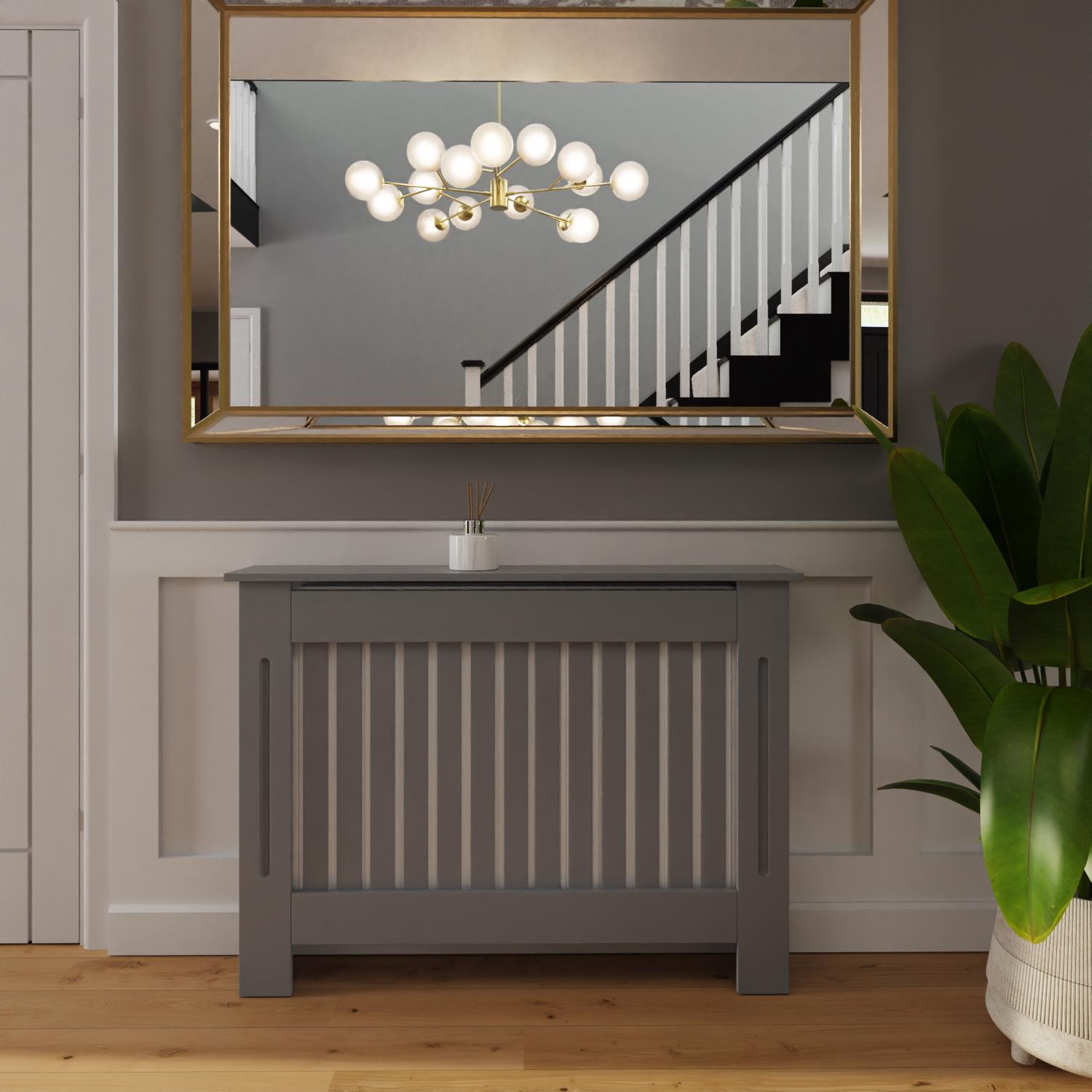 FWStyle Vertical Slat Medium MDF Grey Radiator Cover - Image 2