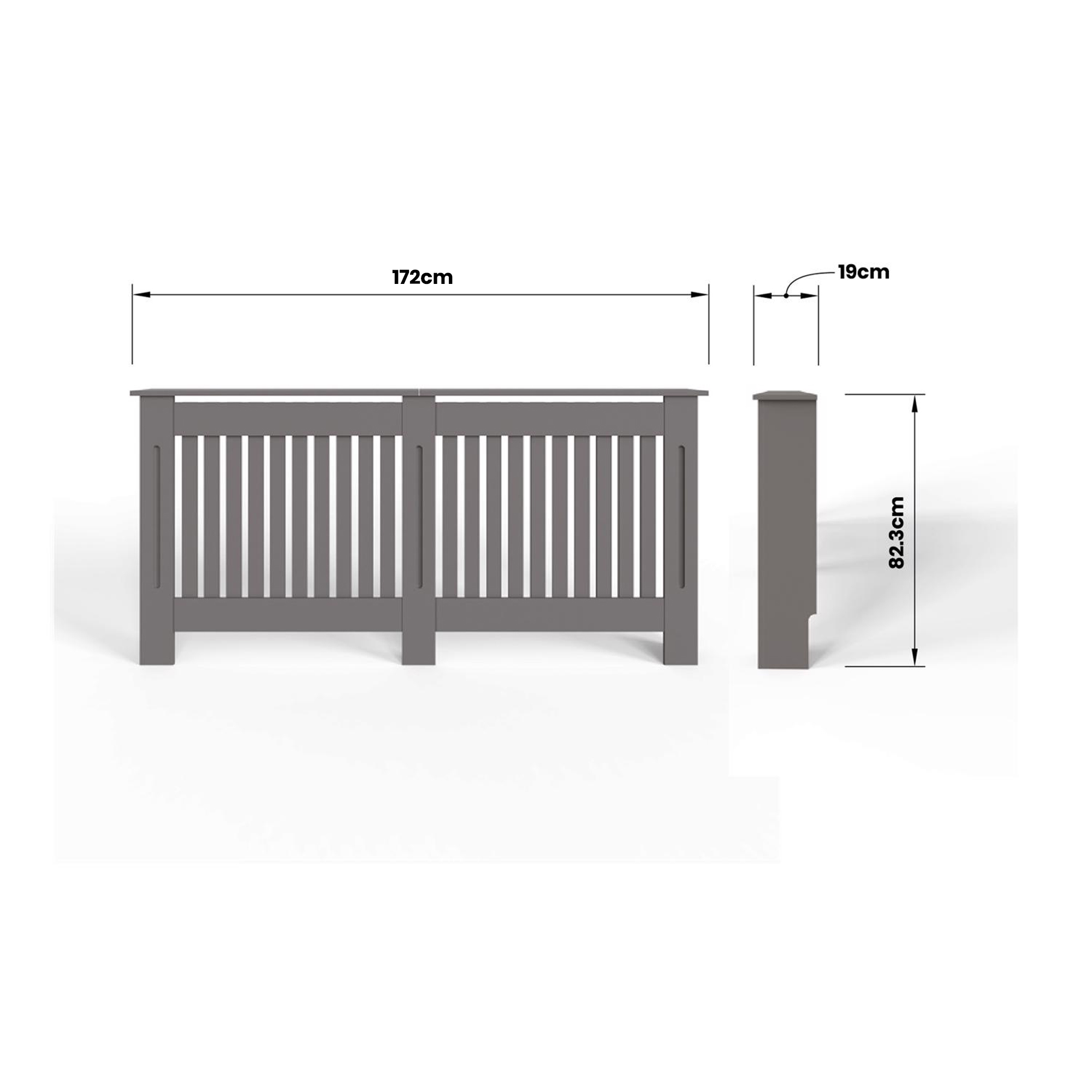 FWStyle Vertical Slat Extra Large MDF Grey Radiator Cover - Image 6