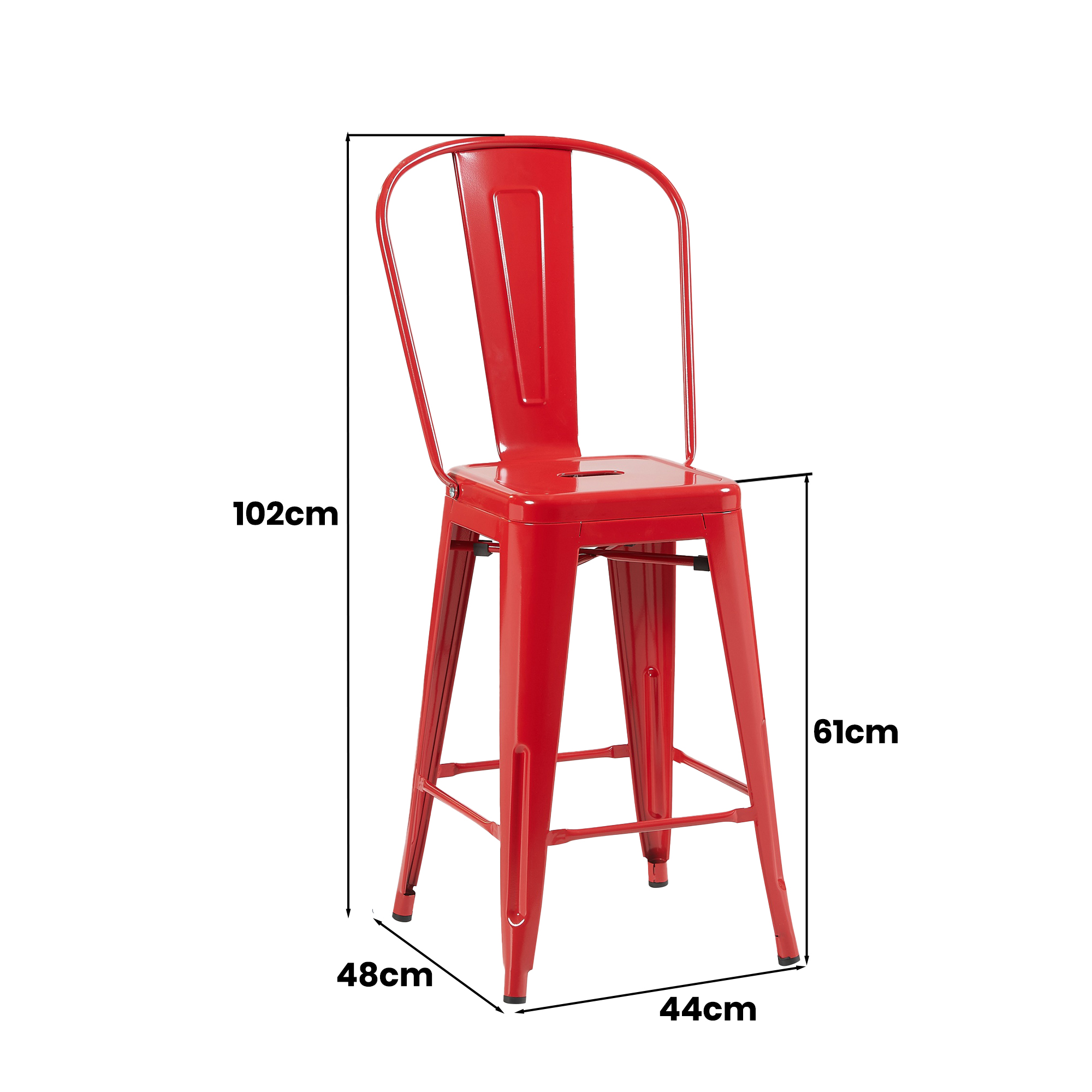 Bistro Pack Of 4 24" Red Bar Chairs - Image 5