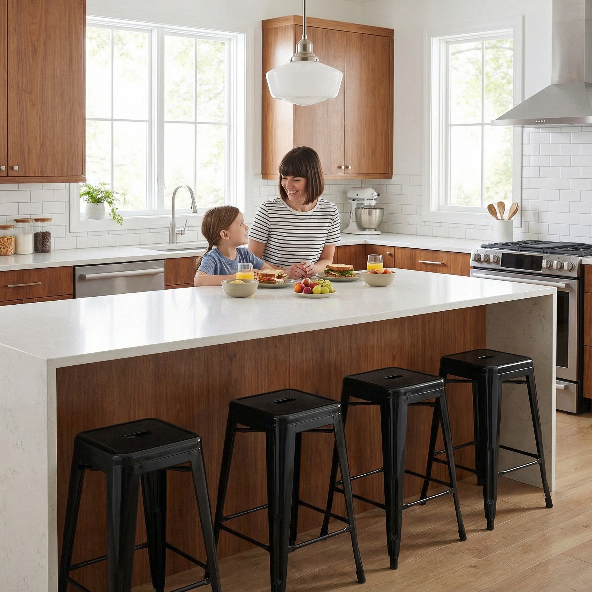 Bistro Pack Of 4 24" Black Countertop Stools