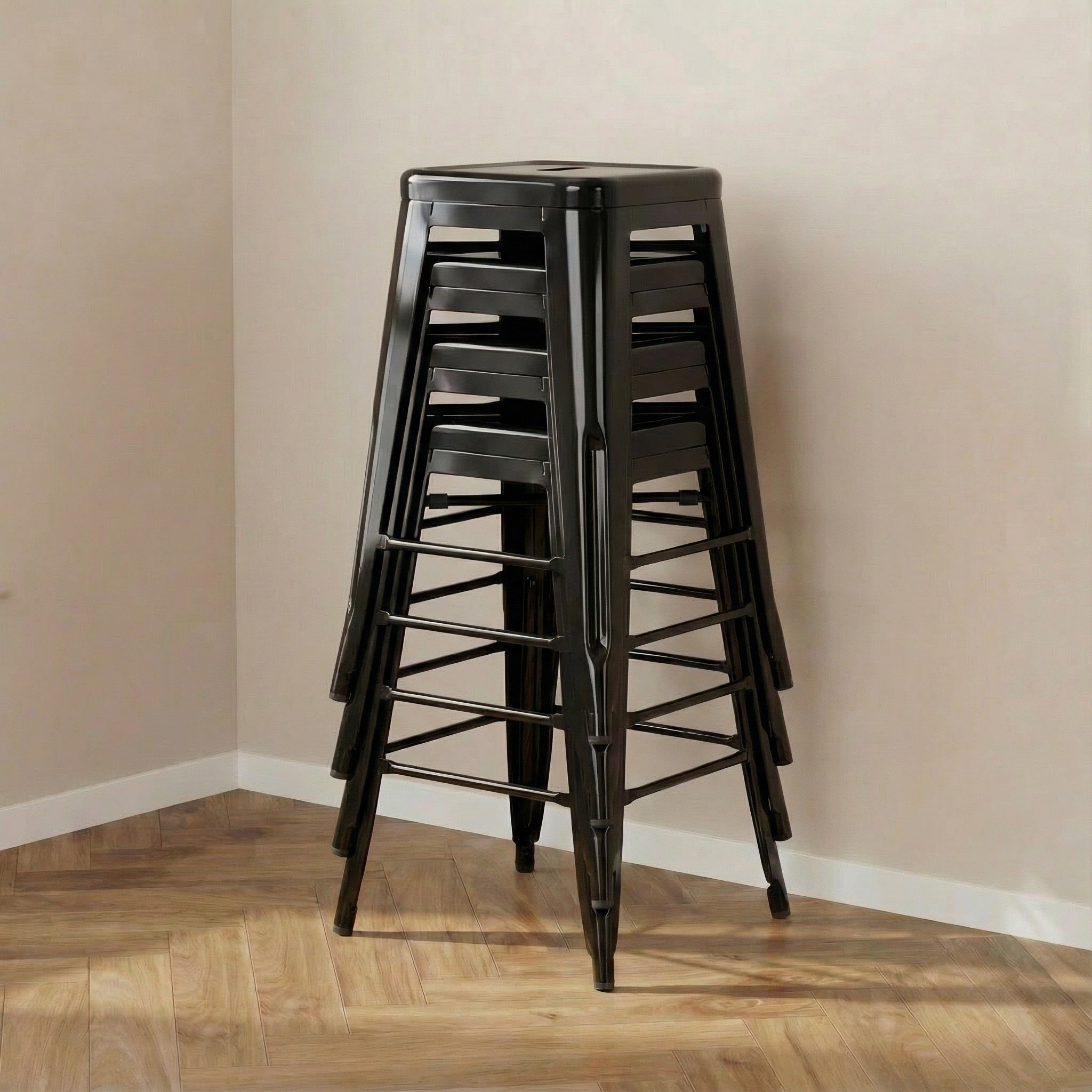 Bistro Pack Of 4 24" Black Countertop Stools - Image 2