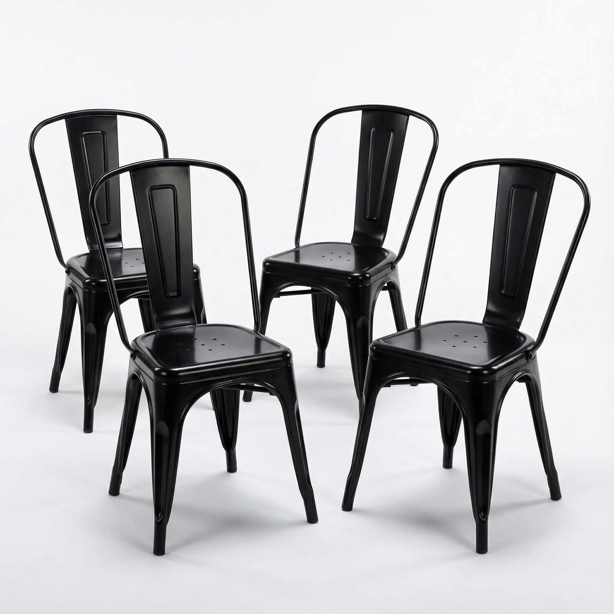 Bistro Pack Of 4 Black Metal Chairs - Image 2