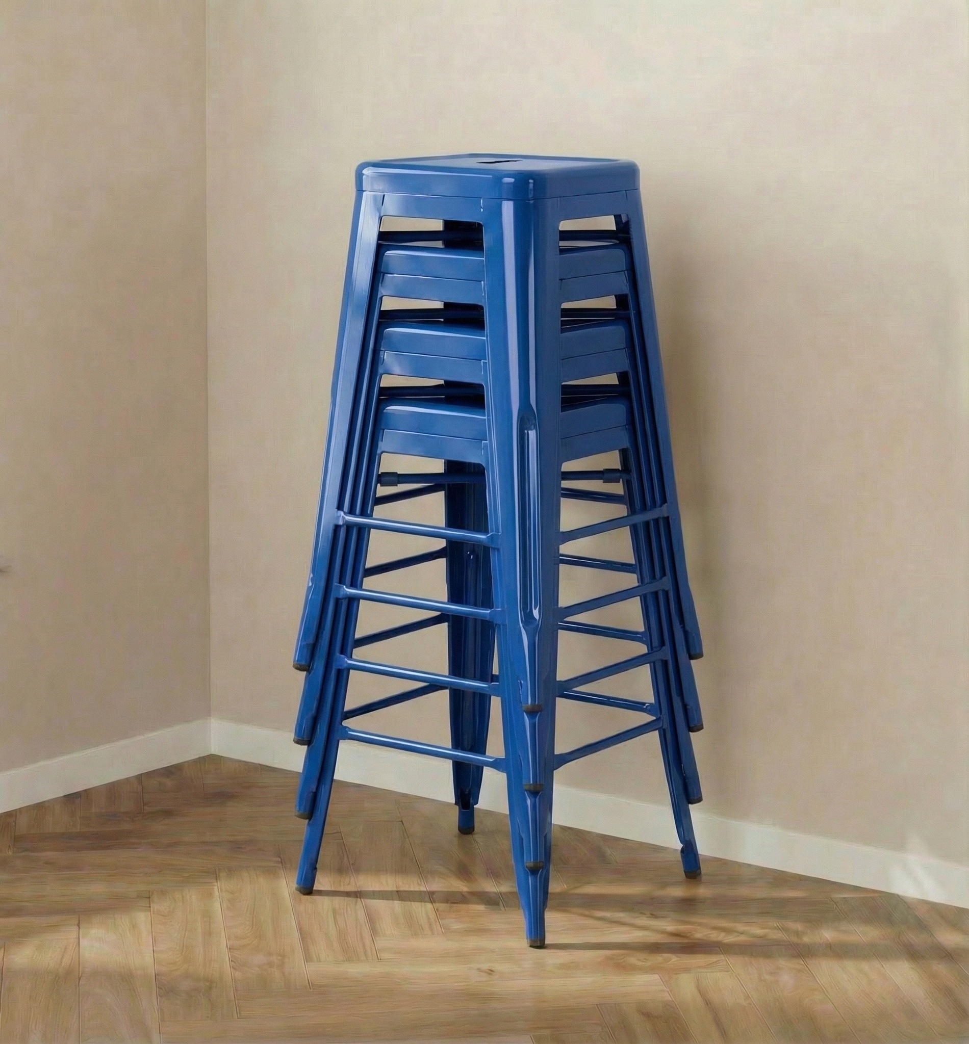 Bistro Pack Of 4 30" Blue Bar Stools - Image 2