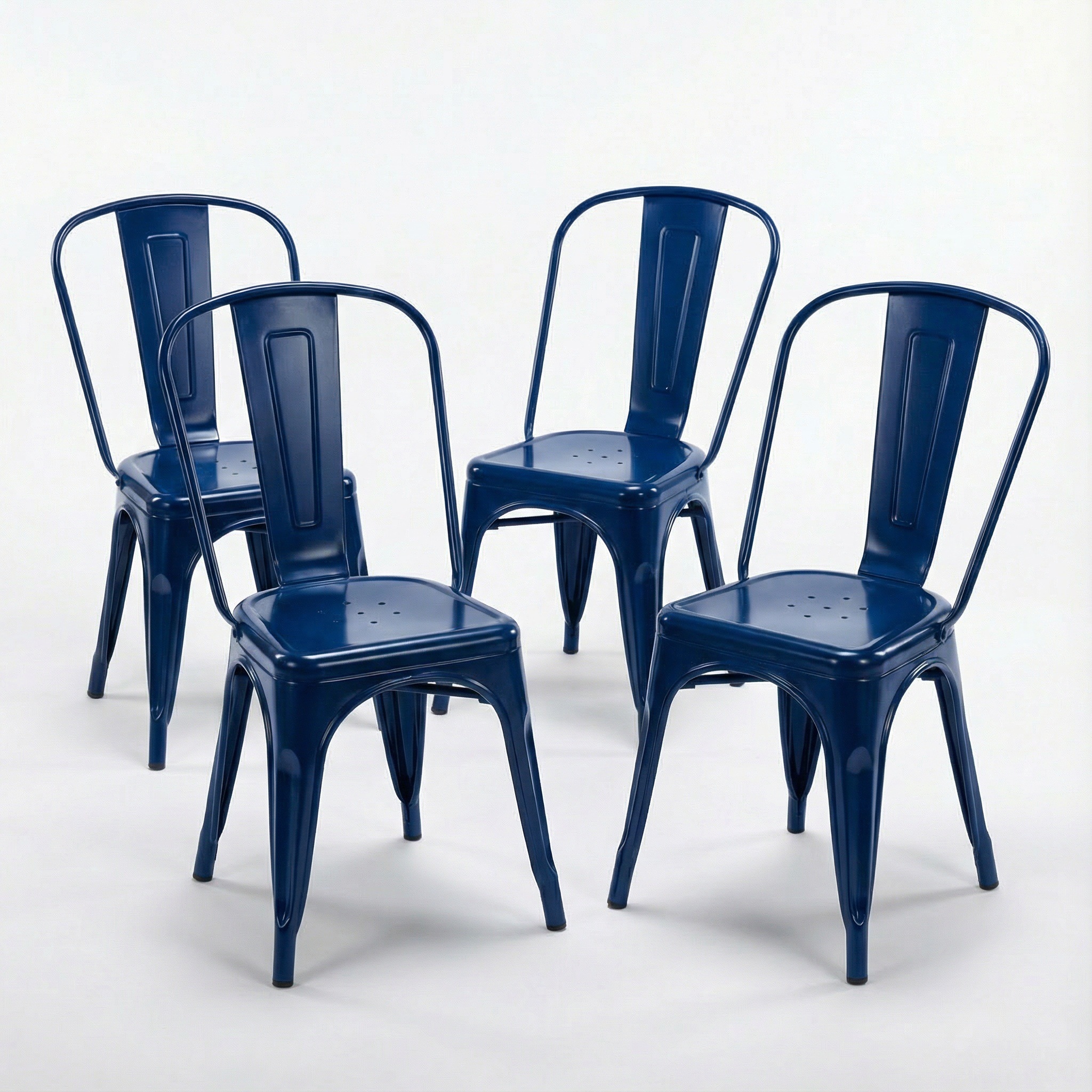 Bistro Pack Of 4 Blue Metal Chairs - Image 2