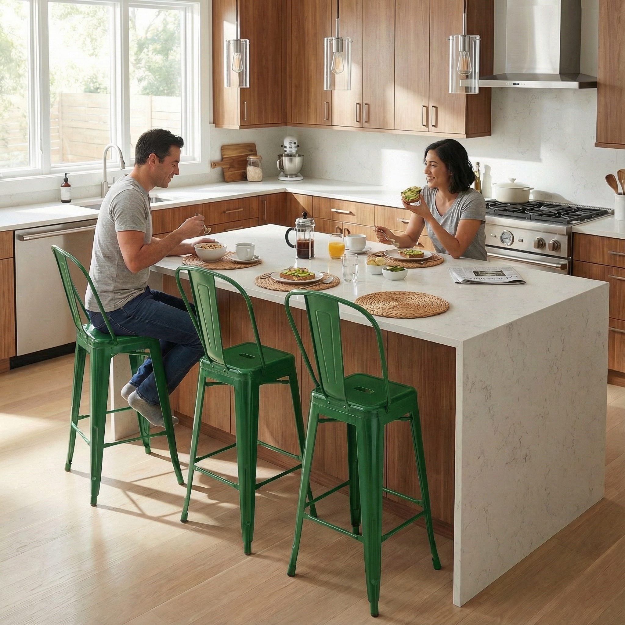 Bistro Pack Of 4 24" Green Bar Chairs