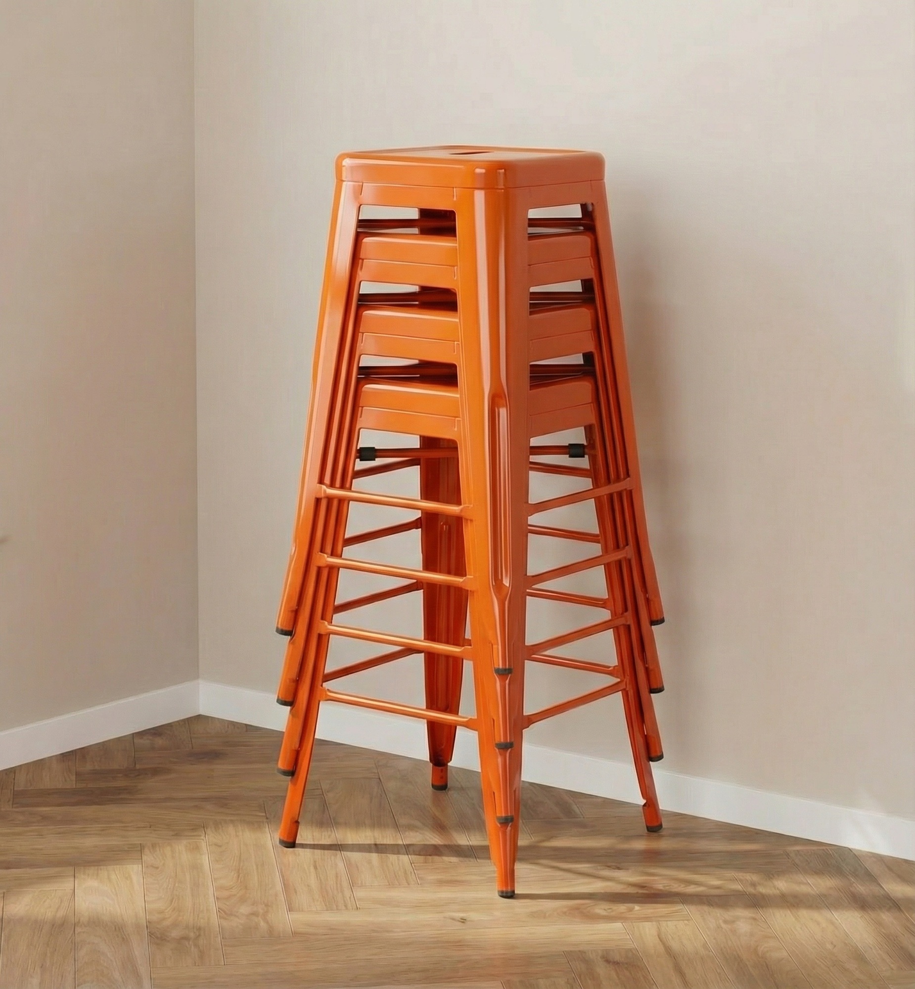 Bistro Pack Of 4 30" Orange Bar Stools - Image 2