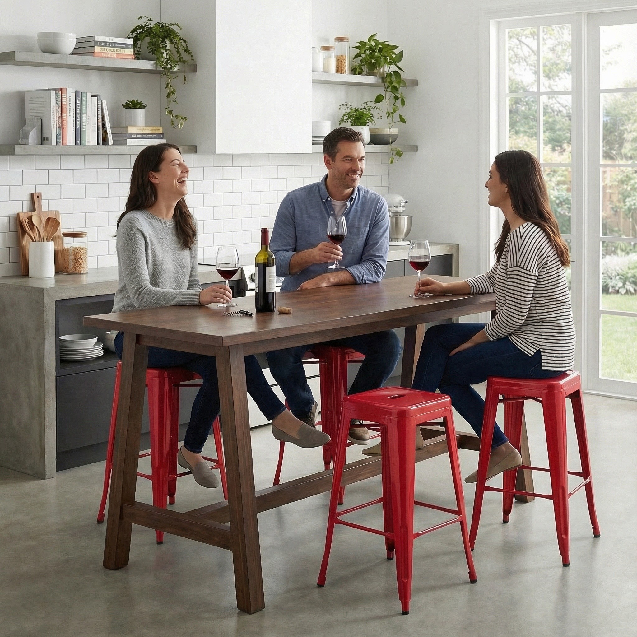 Bistro Pack Of 4 30" Red Bar Stools