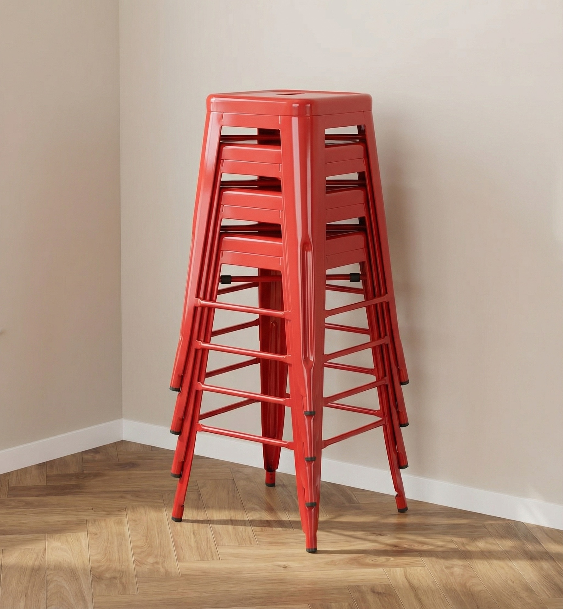 Bistro Pack Of 4 30" Red Bar Stools - Image 2