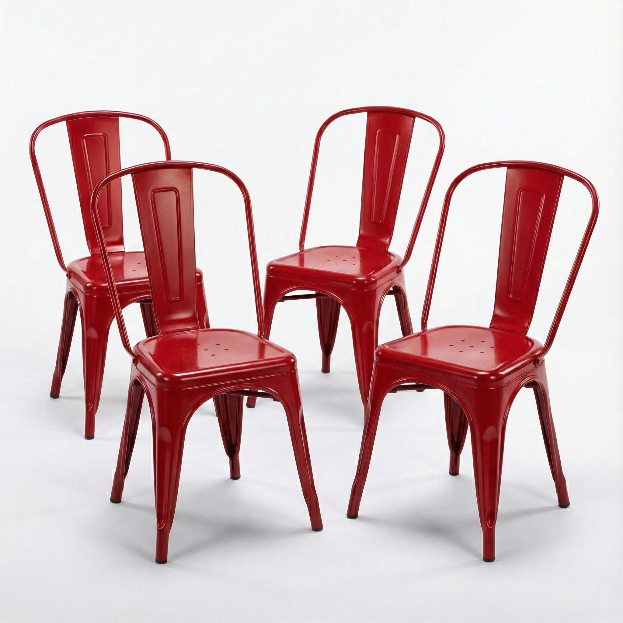 Bistro Pack Of 4 Red Metal Chairs - Image 2