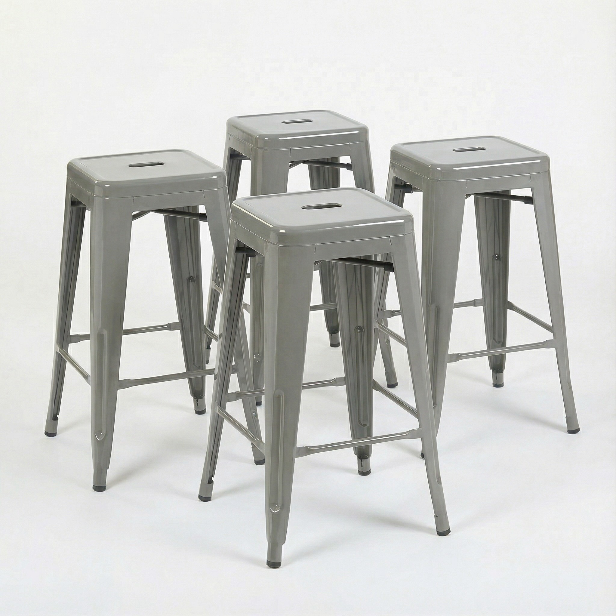 Bistro Pack Of 4 24" Silver Countertop Stools - Image 2