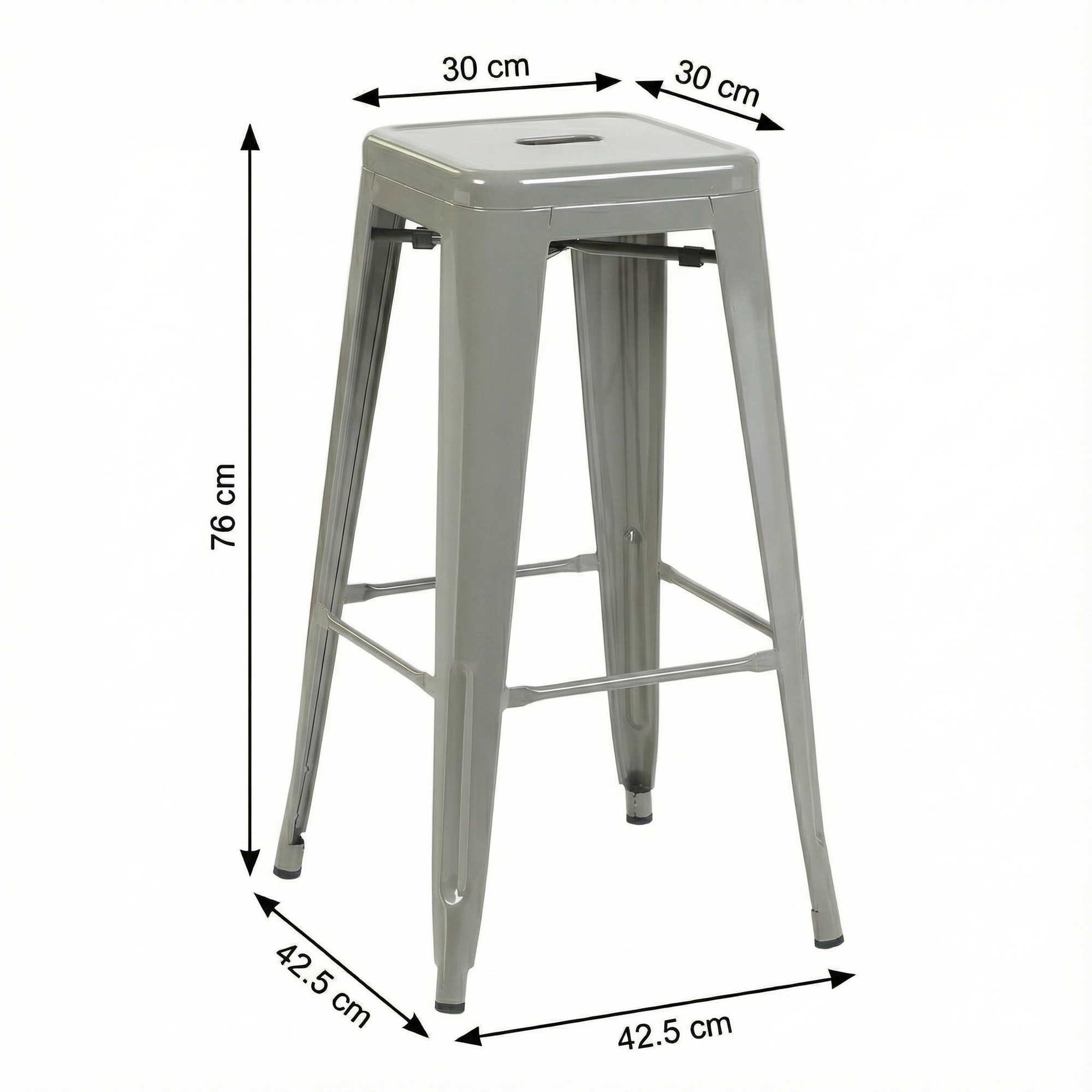 Bistro Pack Of 4 30" Silver Bar Stools - Image 6